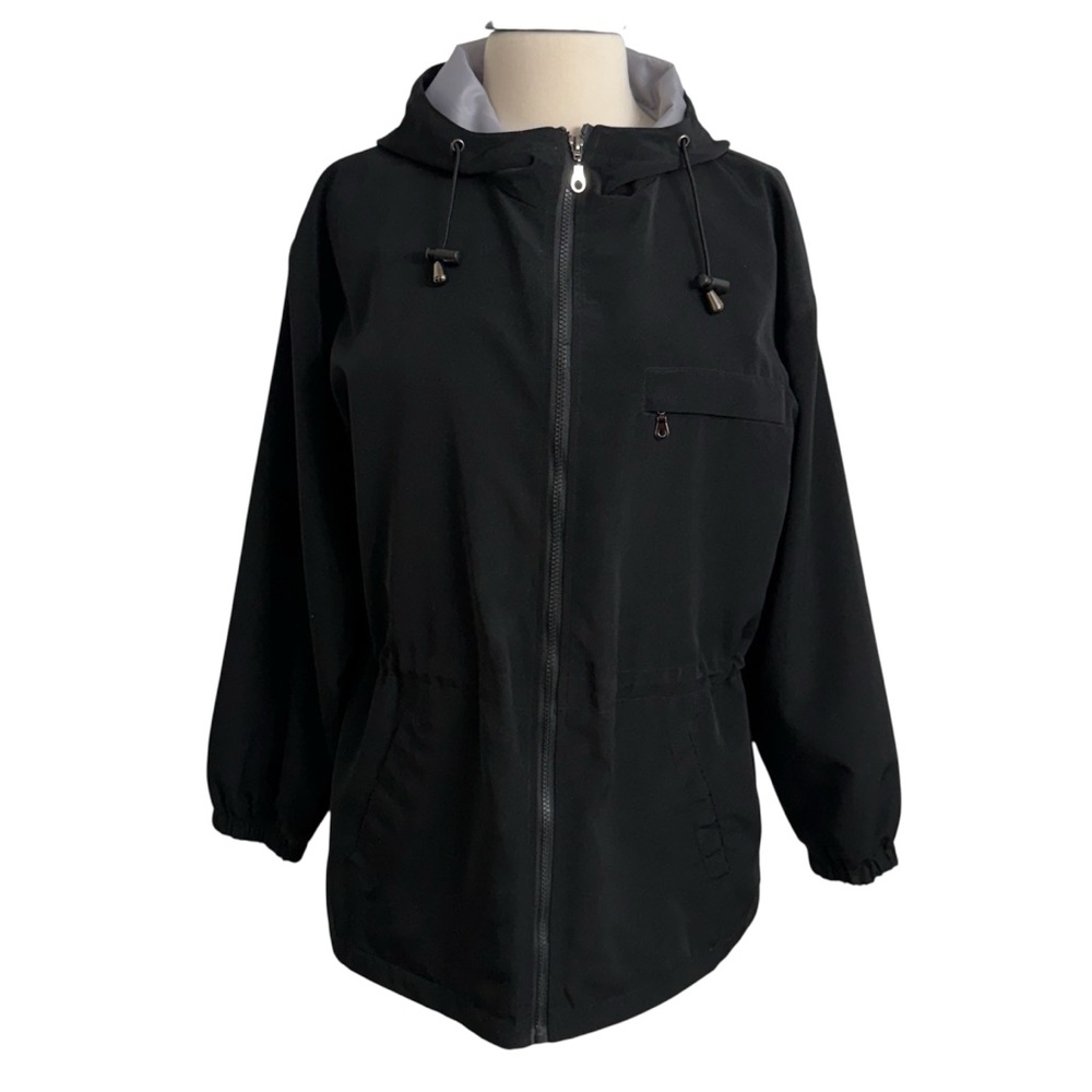 Giorgio Morandi Women's Lightweight Raincoat Outerwear Jacket, Black, Size M